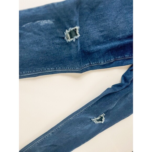 Seven 7 Womens Size 14 Medium Wash Mid Rise Denim Skinny Jeans Distressed - Picture 3 of 6